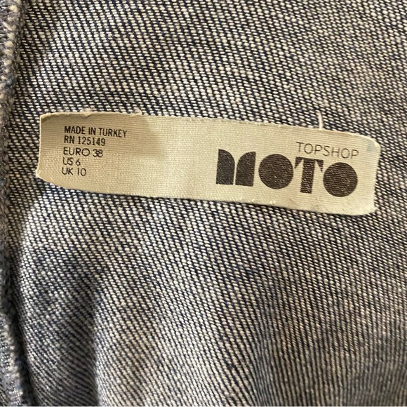 Topshop Moto Denim Long Sleeve Belted Dress - Picture 3 of 6